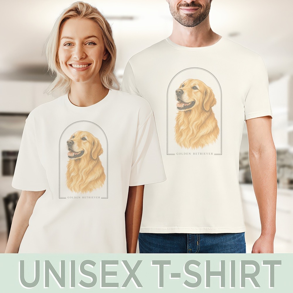 Golden Retriever Graphic Tee Natural Cozy Style - Picture 4 of 5